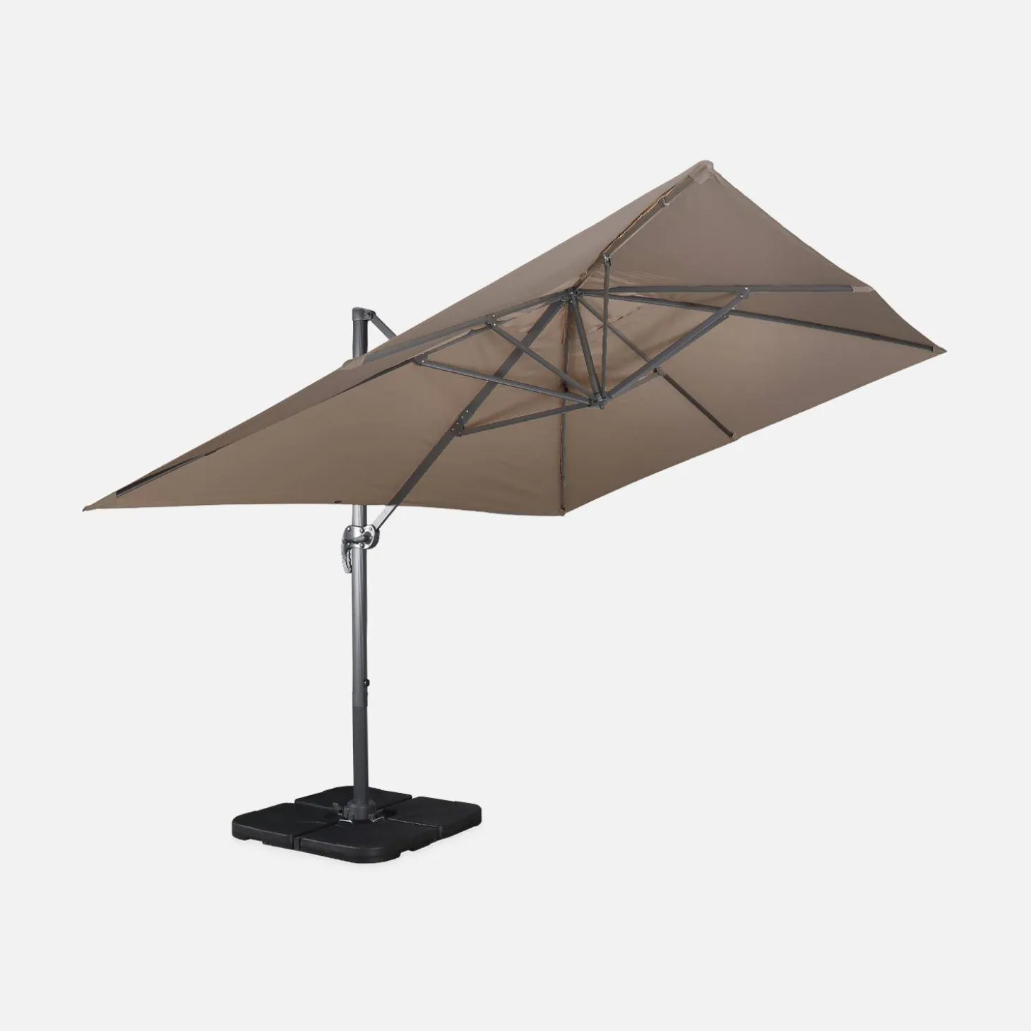 Rechthoekige parasol 3x4m + verzwaarde tegels 50x50cm