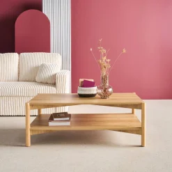 Rechthoekige salontafel dubbel tafelblad houteffect