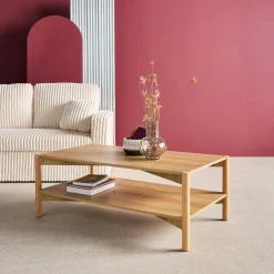 Rechthoekige salontafel dubbel tafelblad houteffect