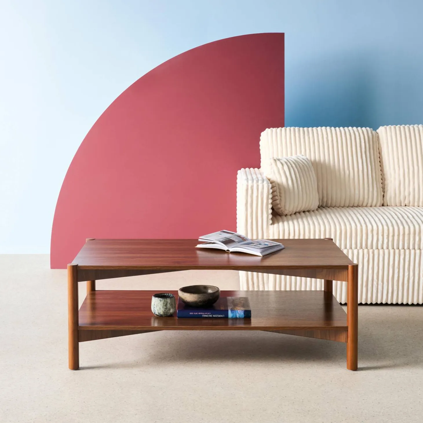 Rechthoekige salontafel dubbel tafelblad houteffect