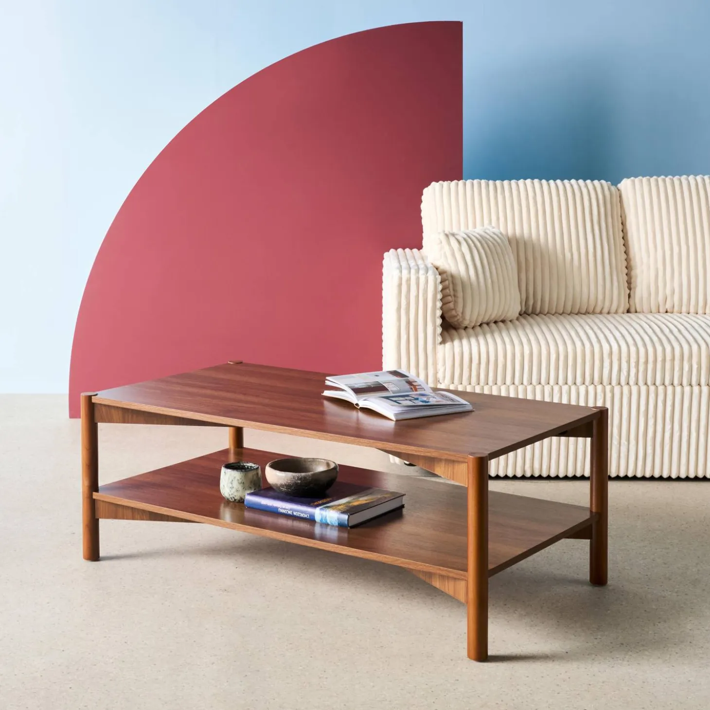 Rechthoekige salontafel dubbel tafelblad houteffect