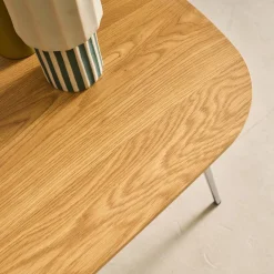 Rechthoekige salontafel met houteffect en verchroomde poten