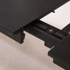 Rechthoekige uitschuifbare eettafel van rubberhout en eikenfineer 6 tot 10 plaatsen