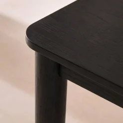 Rechthoekige uitschuifbare eettafel van rubberhout en eikenfineer 6 tot 10 plaatsen
