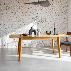 Rechthoekige uitschuifbare eettafel 160 - 210cm, eiken en metaalfineer