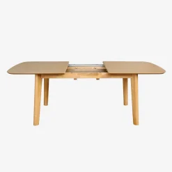 Rechthoekige uitschuifbare eettafel 160 - 210cm, eiken en metaalfineer