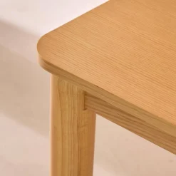 Rechthoekige uitschuifbare eettafel van rubberhout en eikenfineer 6 tot 10 plaatsen