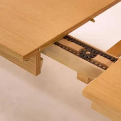 Rechthoekige uitschuifbare eettafel van rubberhout en eikenfineer 6 tot 10 plaatsen