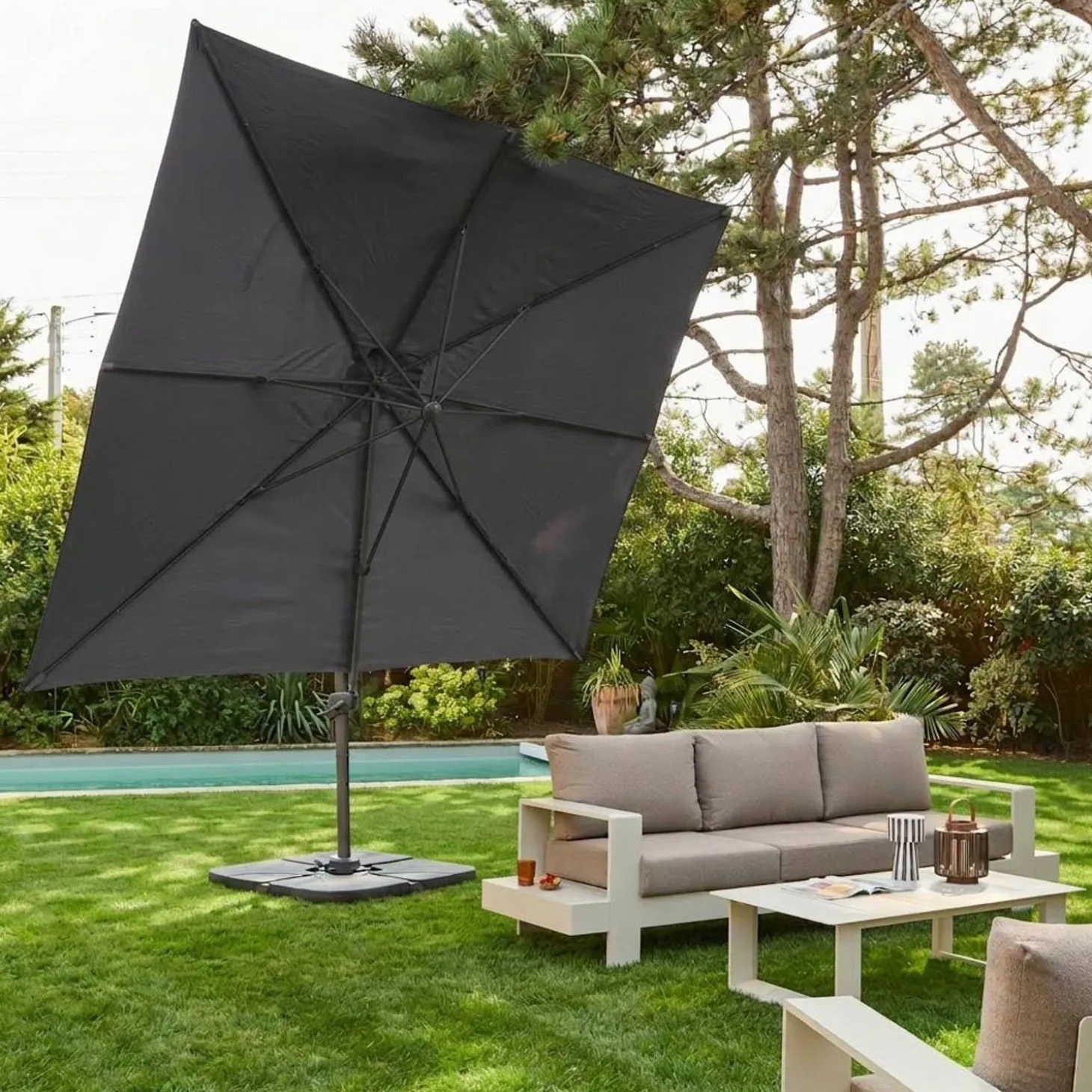 Rechthoekige zweefparasol 3x4m