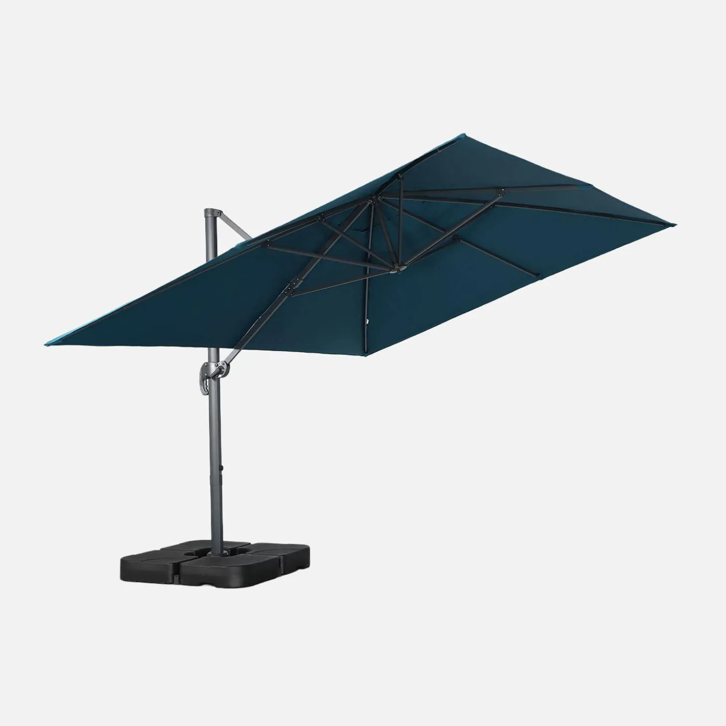 Rechthoekige zweefparasol 4x3m + ballasttegels 50x50cm