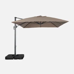 Rechthoekige zweefparasol 4x3m + ballasttegels 50x50cm