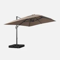 Rechthoekige zweefparasol 4x3m + ballasttegels 50x50cm