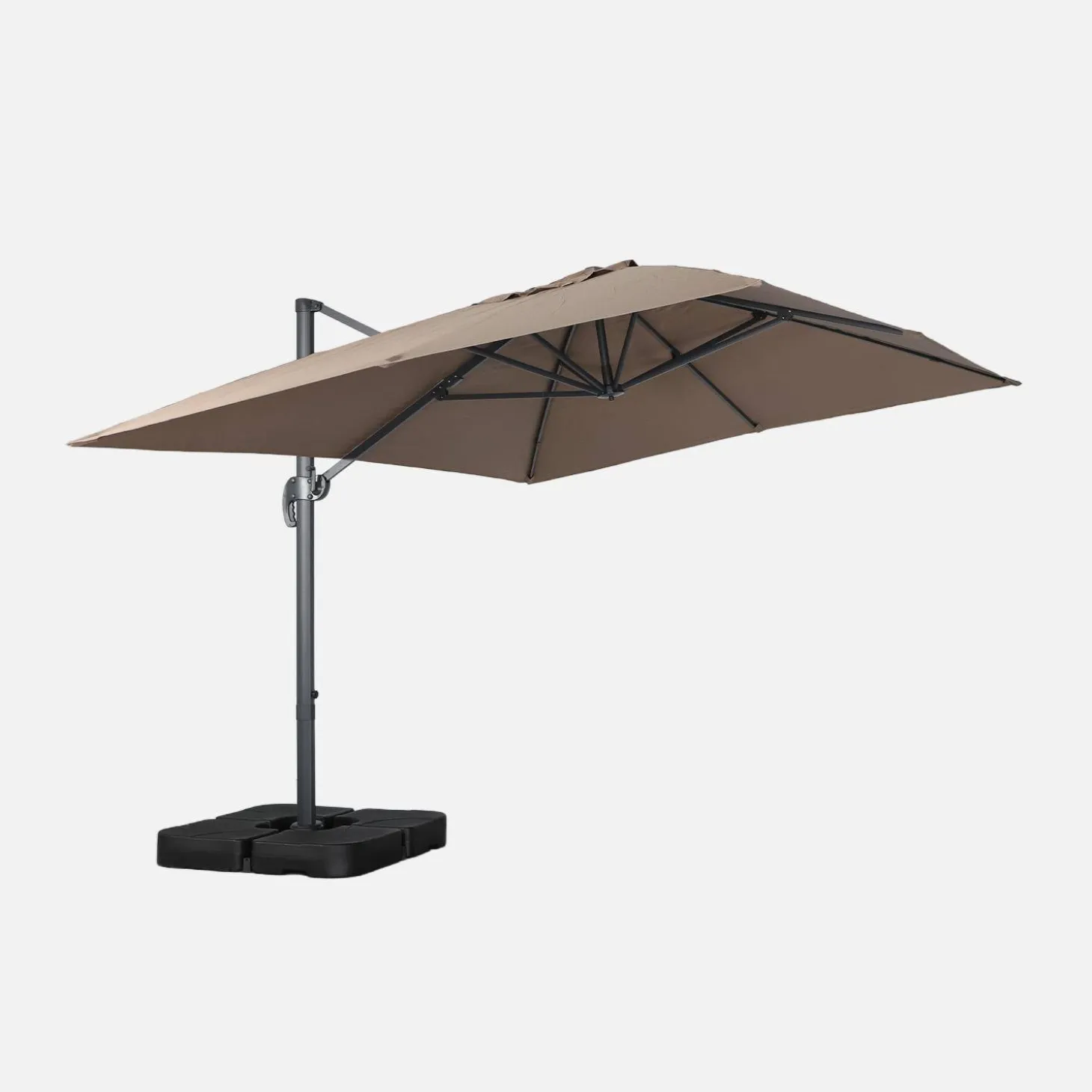 Rechthoekige zweefparasol 4x3m + ballasttegels 50x50cm