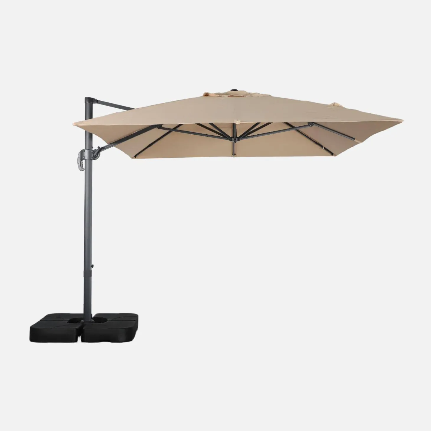 Rechthoekige zweefparasol 4x3m + ballasttegels 50x50cm