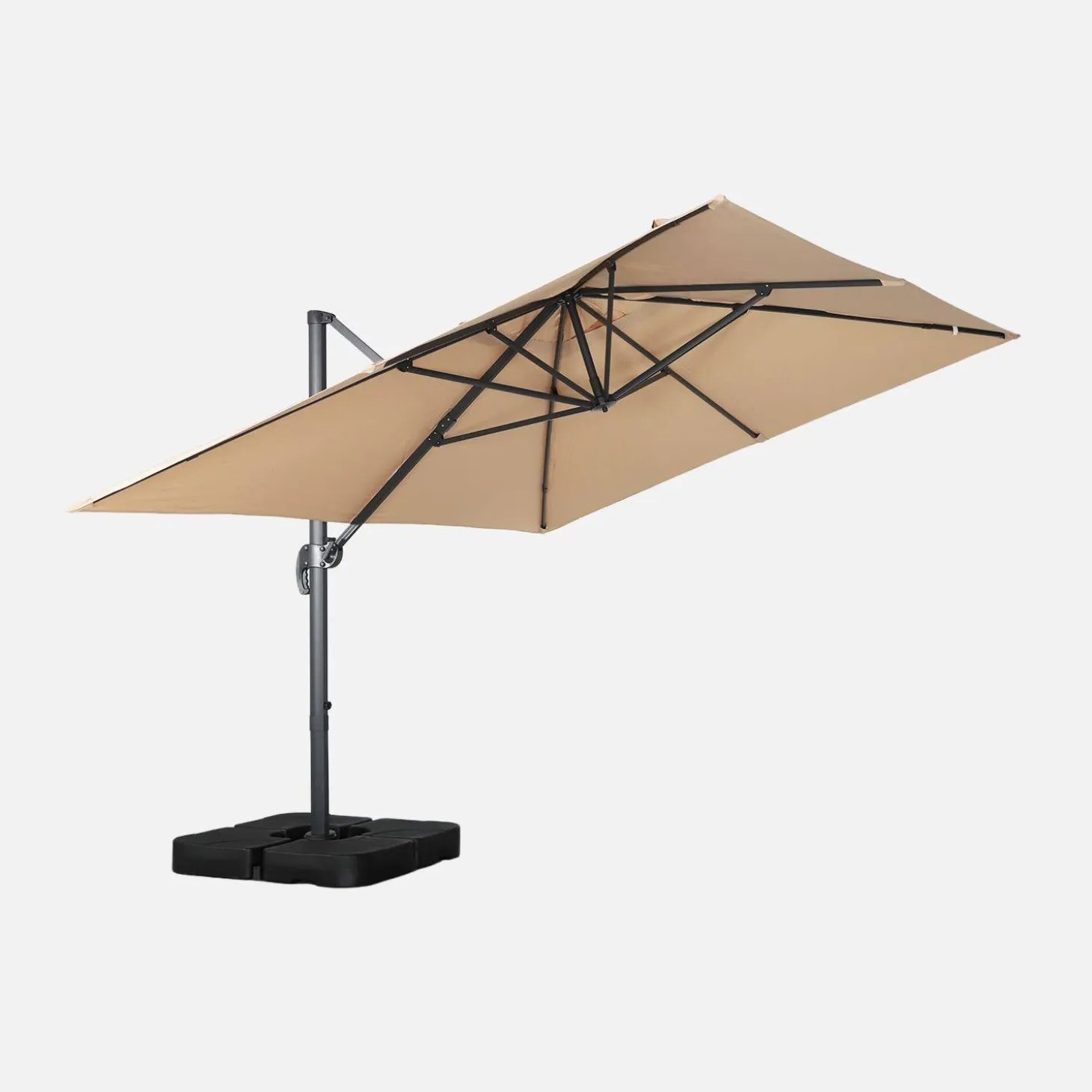 Rechthoekige zweefparasol 4x3m + ballasttegels 50x50cm