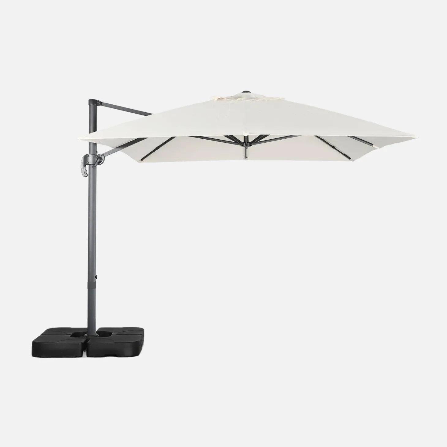 Rechthoekige zweefparasol 4x3m + ballasttegels 50x50cm