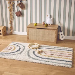 Regenboog kindertapijt voor binnen, crème en veelkleurig