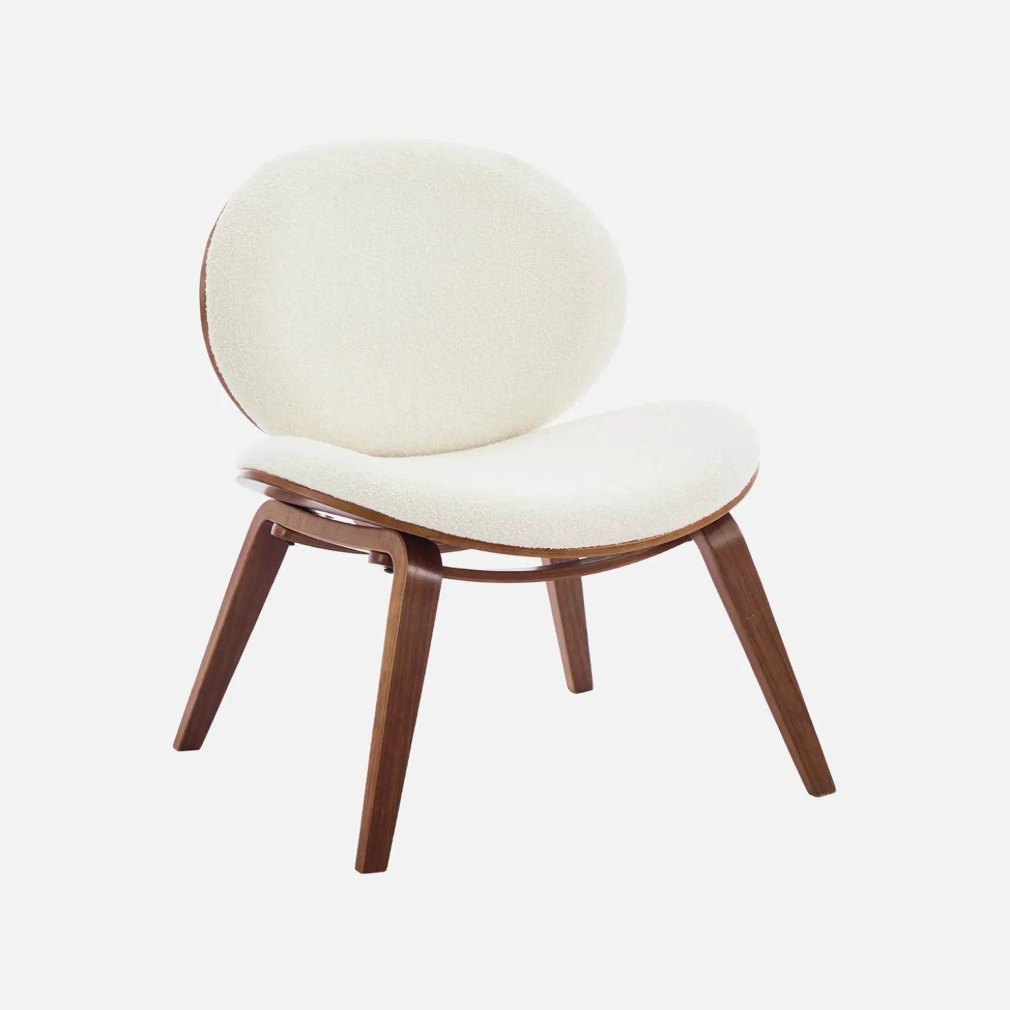 Relaxfauteuil met gebogen hout en gestructureerde badstof afwerking