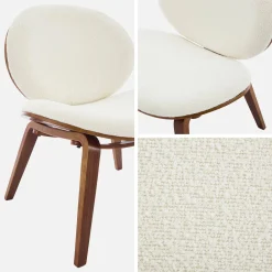 Relaxfauteuil met gebogen hout en gestructureerde badstof afwerking
