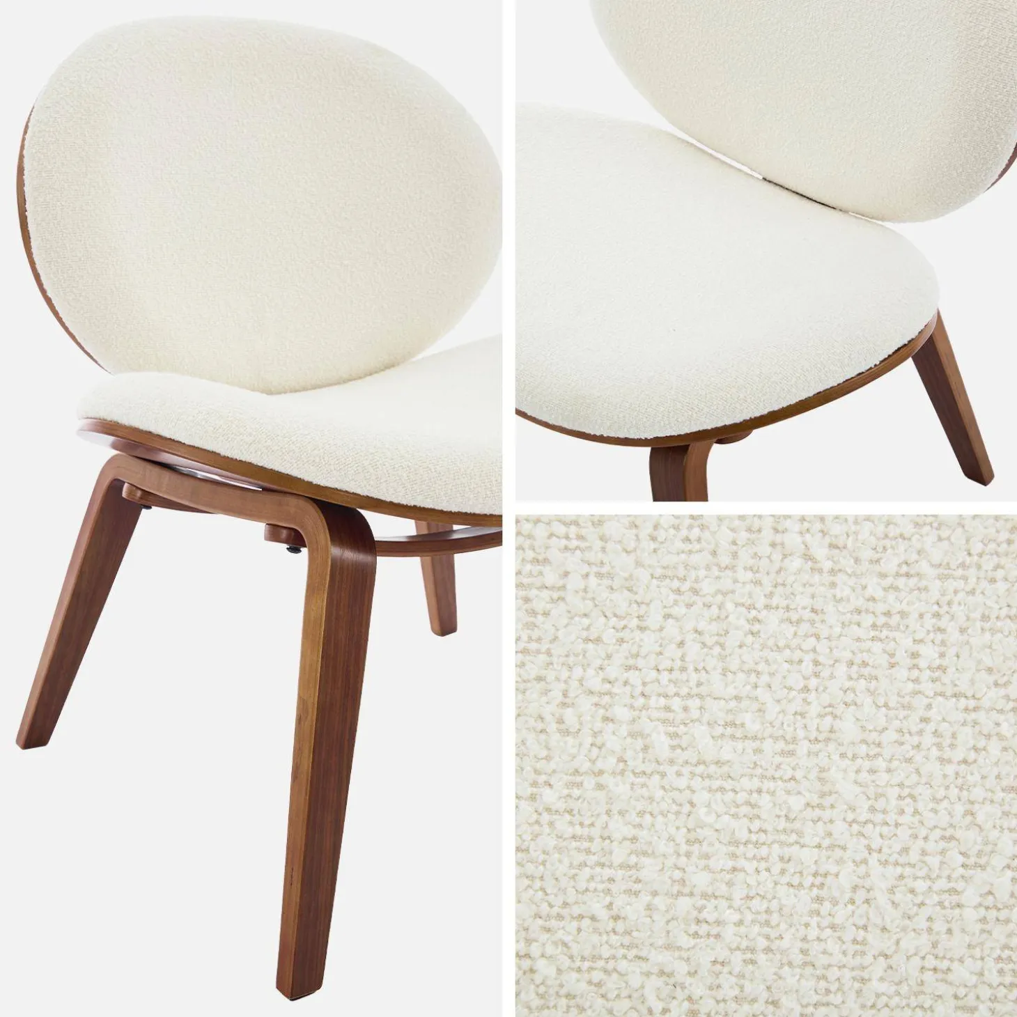 Relaxfauteuil met gebogen hout en gestructureerde badstof afwerking