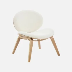 Relaxfauteuil met gebogen hout en gestructureerde badstof afwerking