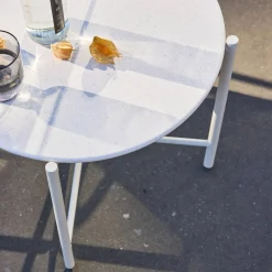 Relaxfauteuils (set van 2) met ronde stalen tafel