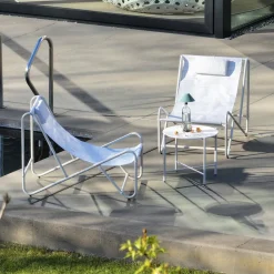Relaxfauteuils (set van 2) met ronde stalen tafel