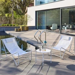 Relaxfauteuils (set van 2) met ronde stalen tafel