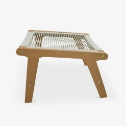Relaxfauteuil van hout en touw met voetensteun