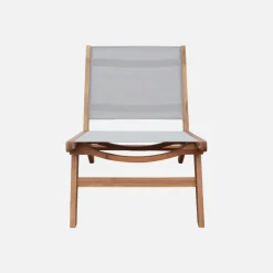 Relaxstoelen van acaciahout en textileen (set van 2)