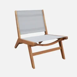 Relaxstoelen van acaciahout en textileen (set van 2)