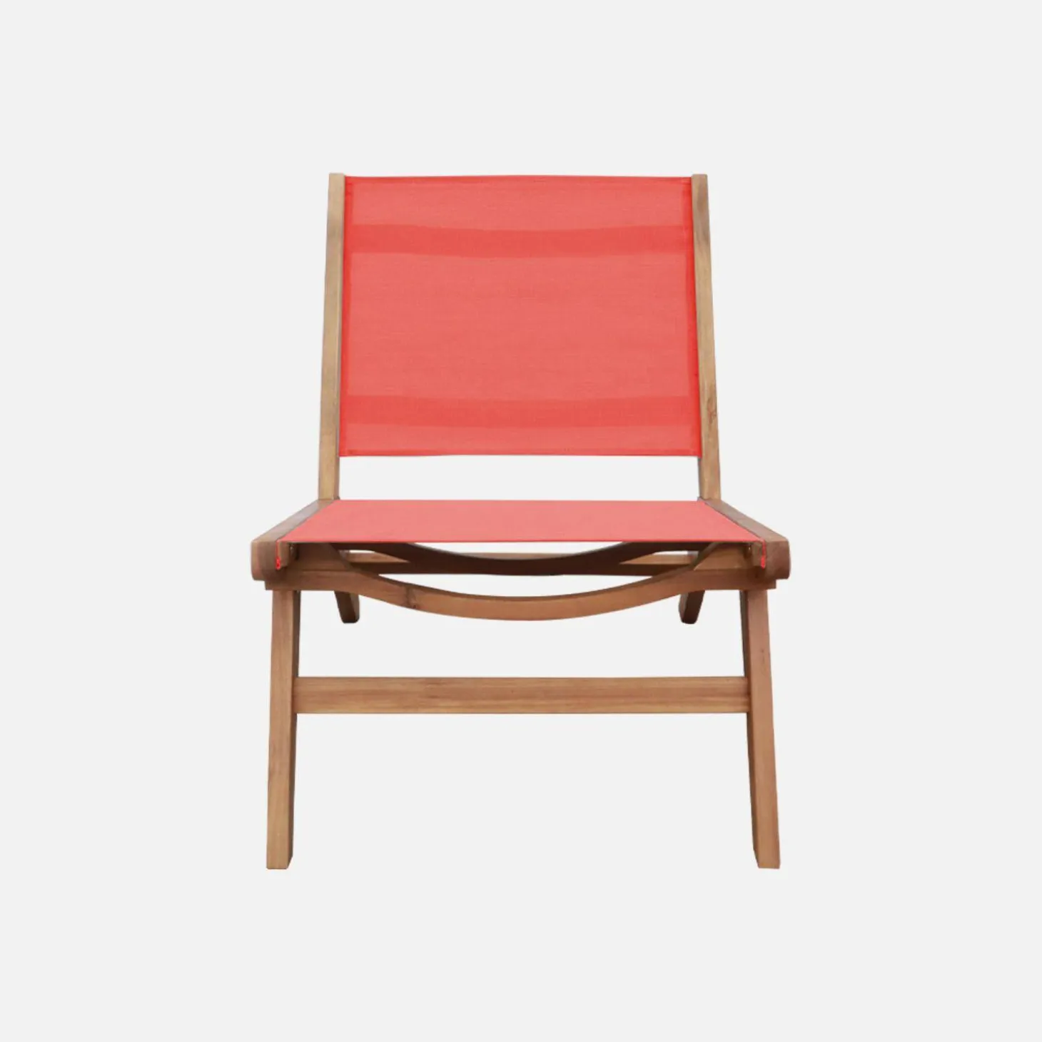 Relaxstoelen van acaciahout en textileen (set van 2)