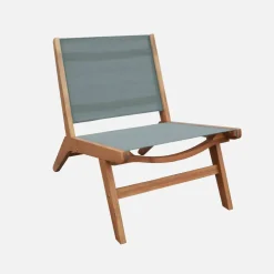 Relaxstoelen van acaciahout en textileen (set van 2)
