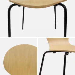 Retro stapelstoel, hout en multiplex (set van 4)