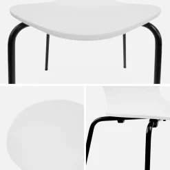 Retro stapelstoel, hout en multiplex (set van 4)