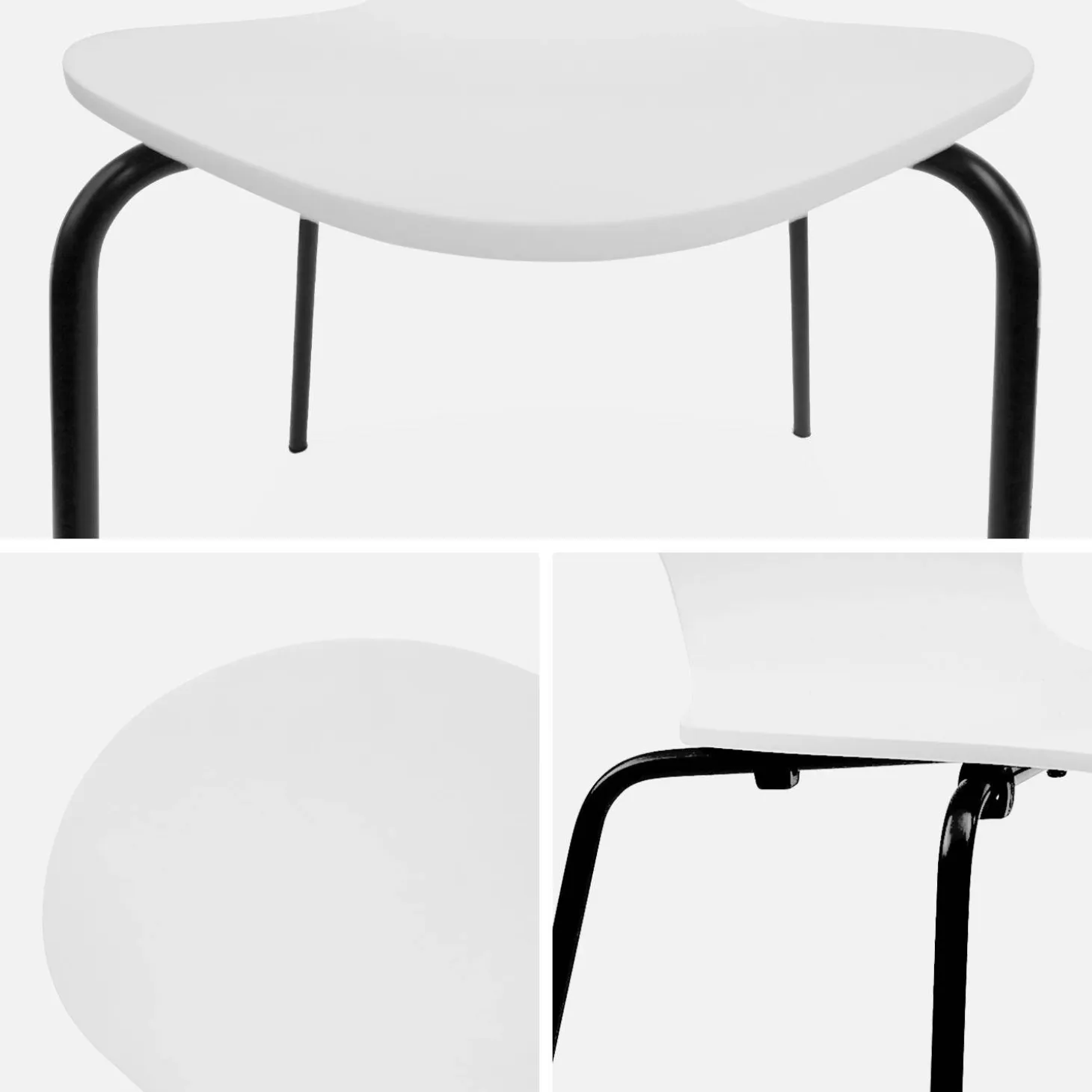 Retro stapelstoel, hout en multiplex (set van 4)
