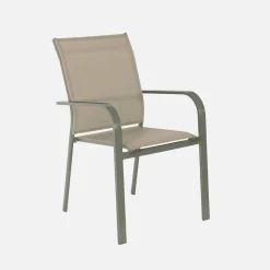 Ronde aluminium tuintafel en 6 stoelen