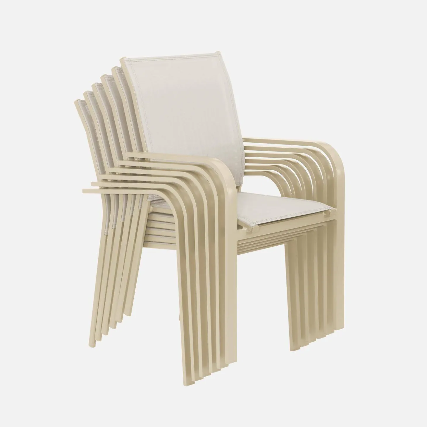 Ronde aluminium tuintafel en 6 stoelen
