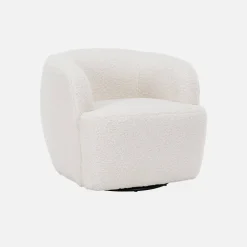 Ronde draaifauteuil in boucléstof, B 79,5 x D 77,5 x H 67cm