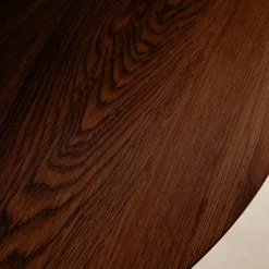 Ronde eettafel met houteffect en zwarte metalen poten voor 4 personen