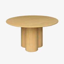 Ronde eettafel van rubberhout en eikenfineer voor 4 personen