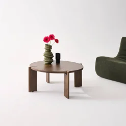 Ronde salontafel in massief hout 80cm