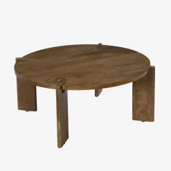 Ronde salontafel in massief hout 80cm