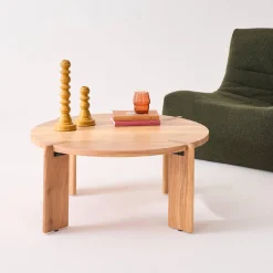 Ronde salontafel in massief hout 80cm