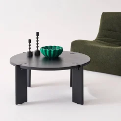 Ronde salontafel in massief hout 80cm