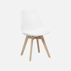 Ronde Scandinavische eettafel in hout, 2 stoelen