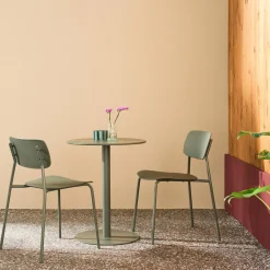 Ronde tuintafel + 2 stoelen staal