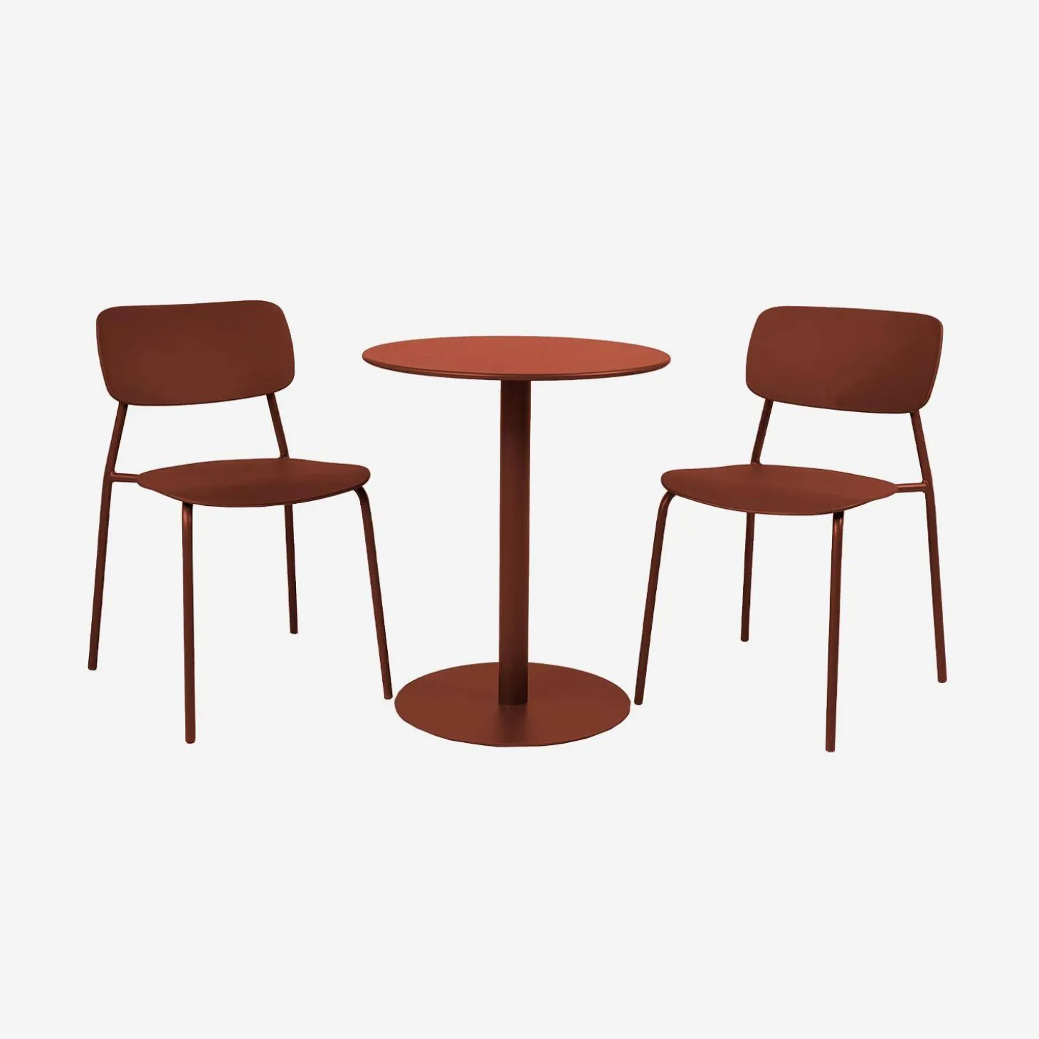 Ronde tuintafel + 2 stoelen staal