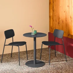 Ronde tuintafel + 2 stoelen staal