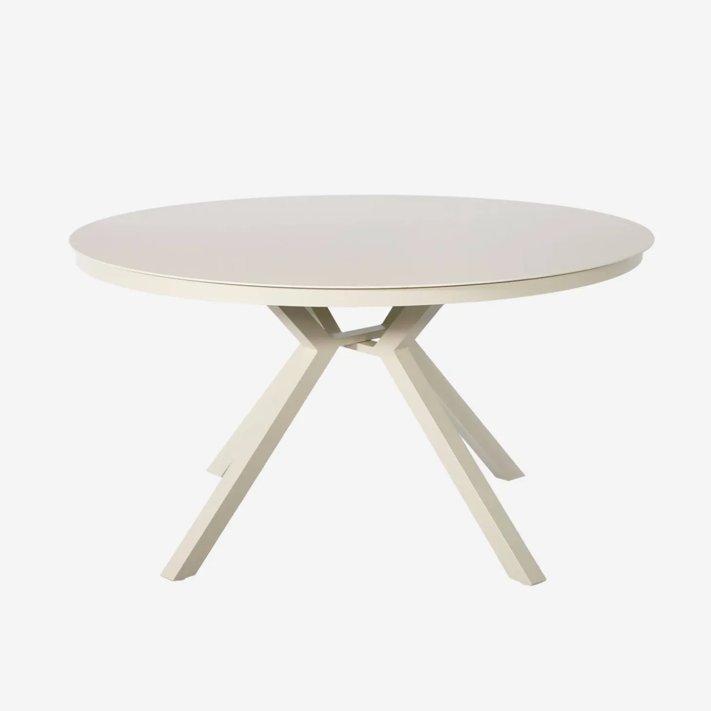 Ronde tuintafel van aluminium en glas met 6 stoelen